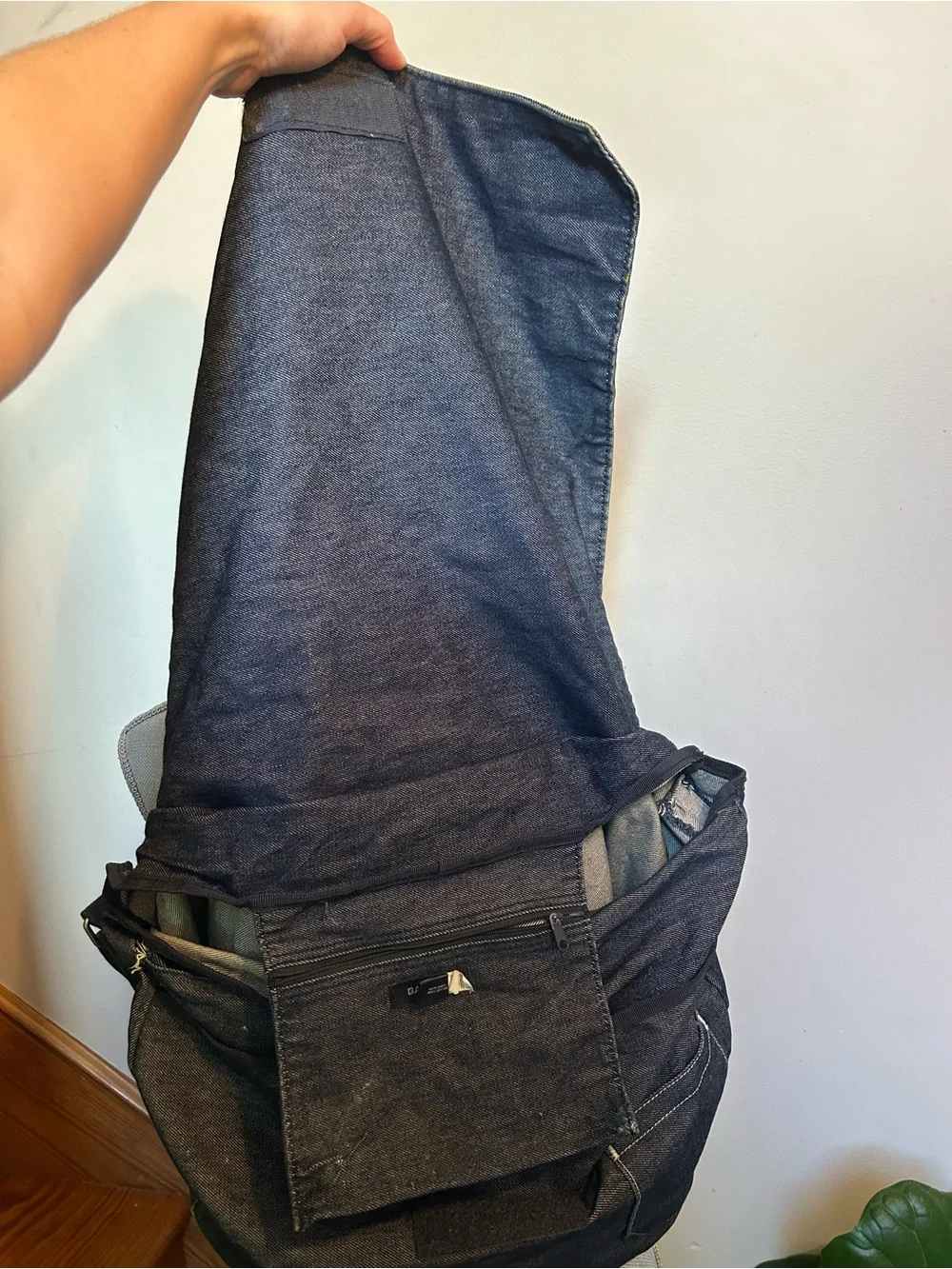 Large Denim Dark Gray Crossbody Shoulder Bag - GAP